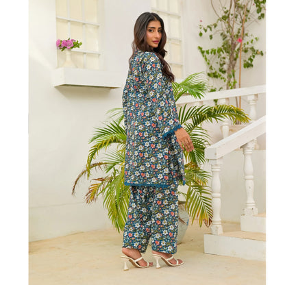 UA-248 Printed Lawn 2 Piece Co-Ord Set | Soft Breathable Summer Outfit | Casual Matching Shirt & Trouser Set by Umnaa