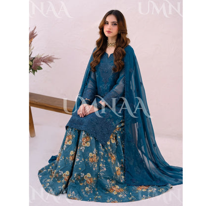 UA-249 Embroidered Chiffon Sharara Collection by Umnaa