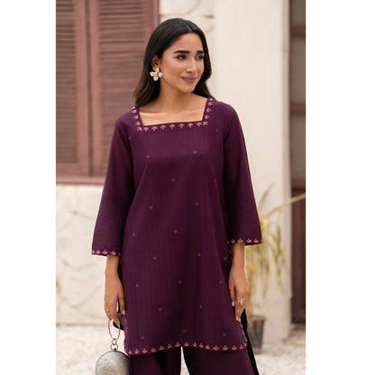 UA-257 Embroidered Cambric Cotton Co-Ord Set | Ready to Wear | Asian Clothes