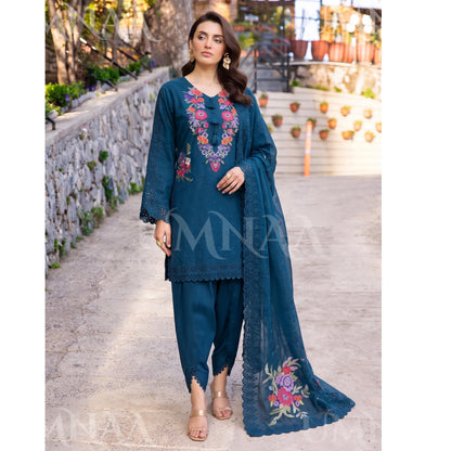 UA-270 Embroidered Cambric Cotton with Tulip Style Shalwar | Umnaa