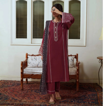 UCA-47 "Sakoon" Embroidered Cambric 3 Pc Collection | Casuallite