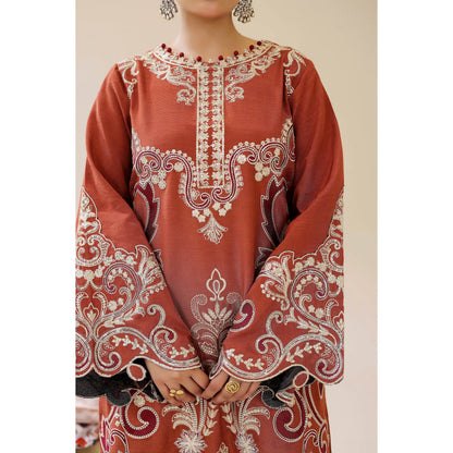 UAL-02 Embroidered Kaftan Raw Silk Co-Ord Set 2 Pc | Adan's Libas