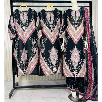 UA-274 Printed Lawn Long Kaftan Style 3 Pc Collection | Umnaa