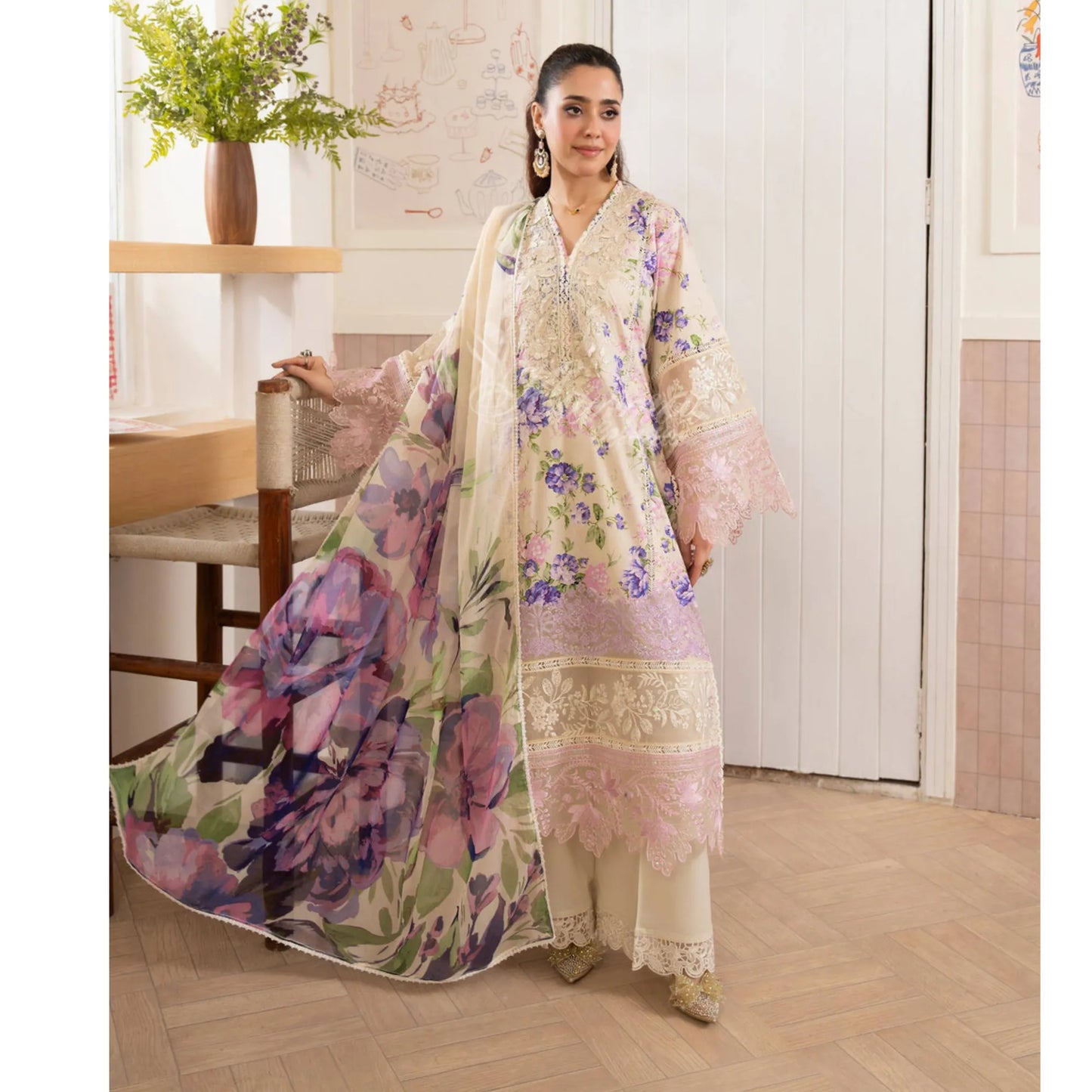 "Flora" Embroidered Lawn 3 Pc Collection | Karma Collection