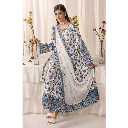 UMS-69 "Aaliya by" Simrans Embroidered Linen frock 3 Pc