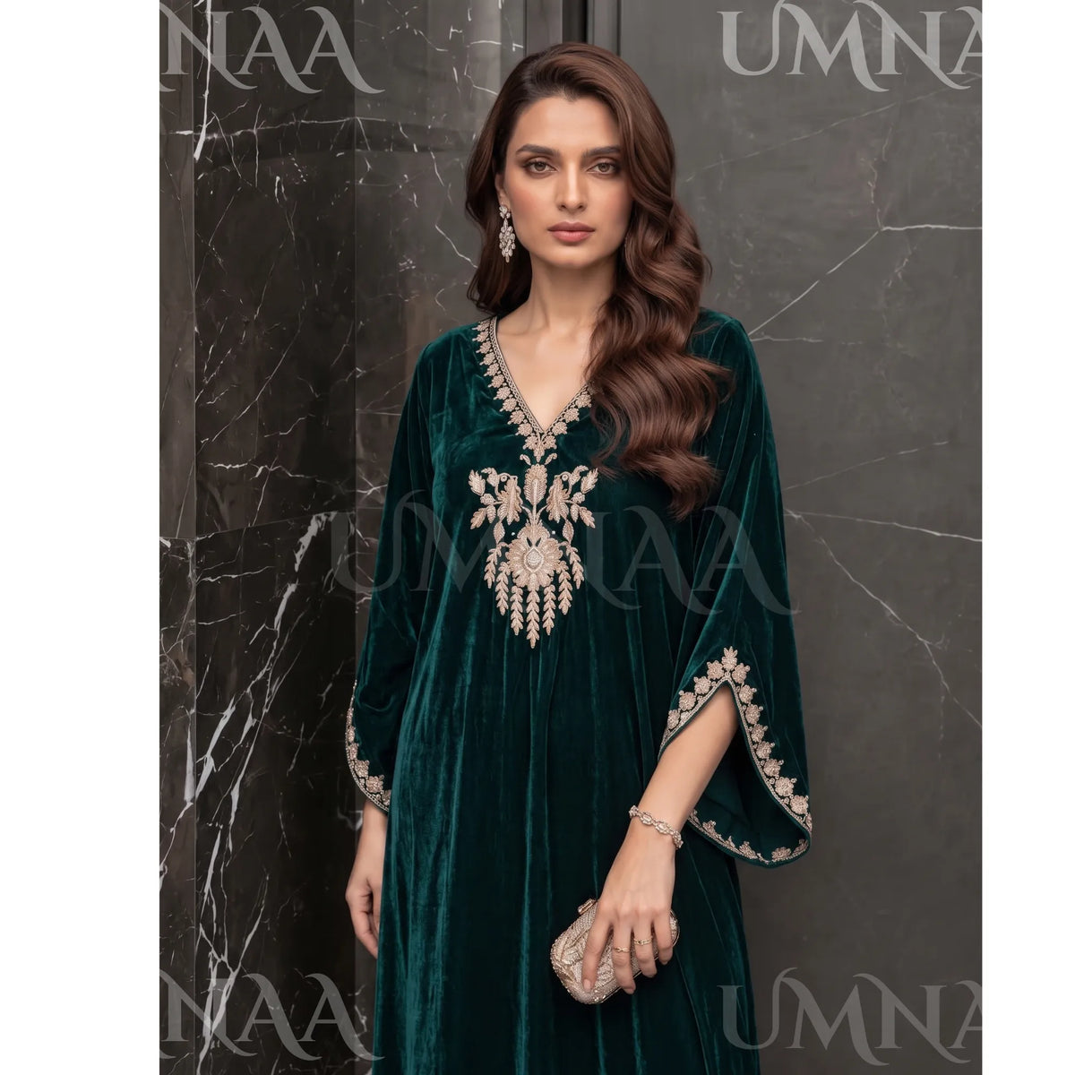 UA-304 Luxury Embroidered Kaftan 1 Pc | Umnaa