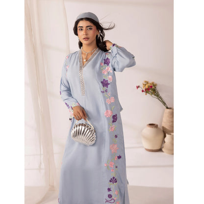 UMS-65 Lira by Simrans Embroidered Viscose Linen 3 Piece Suit | Premium Embroidered Shirt, Trouser & Dupatta | Semi Formal Women's Wear