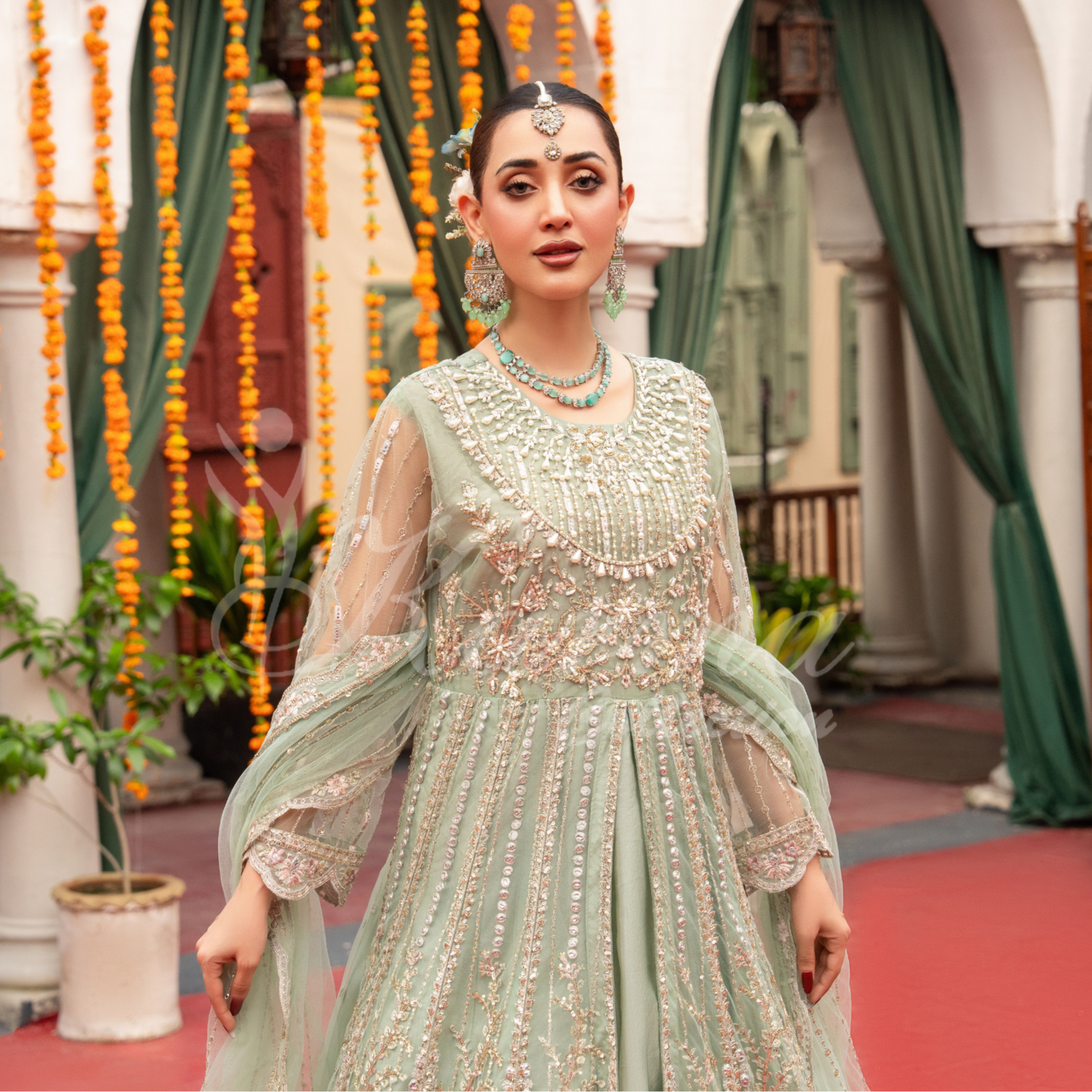 Luxury Embroidered soft Net long Maxi | Wedding Collection | karma Collection | UMKC01301