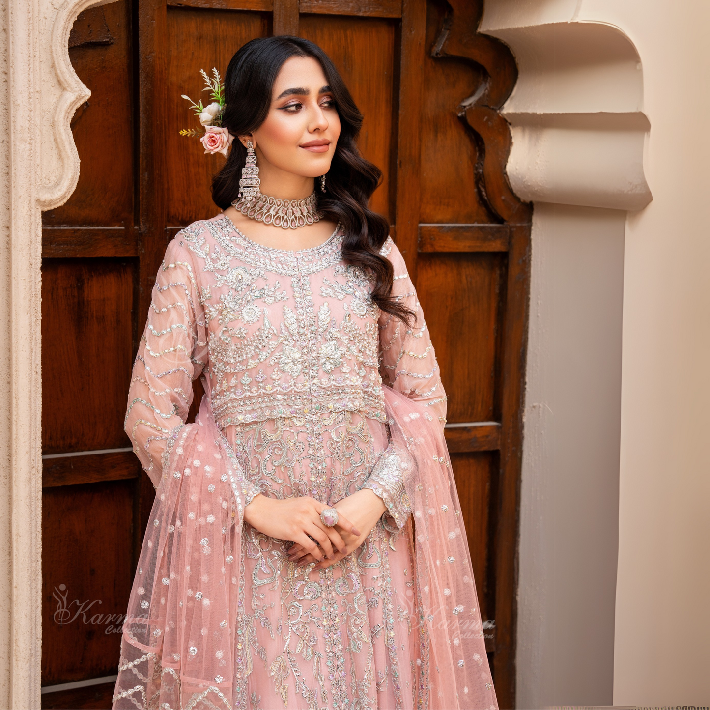 Luxury Embroidered Chiffon Party wear dress  | Wedding Collection | karma Collection | UMKC01201
