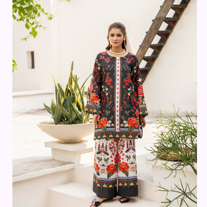 Sëleñe Raw Silk Printed Co-Ords Set by Karma Collection | Ready to Wear Modest fashion Asian