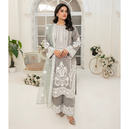 UA-53 Embroidered Viscose Linen 3 Pc Pakistani Dress | Ready to wear | UMNAA