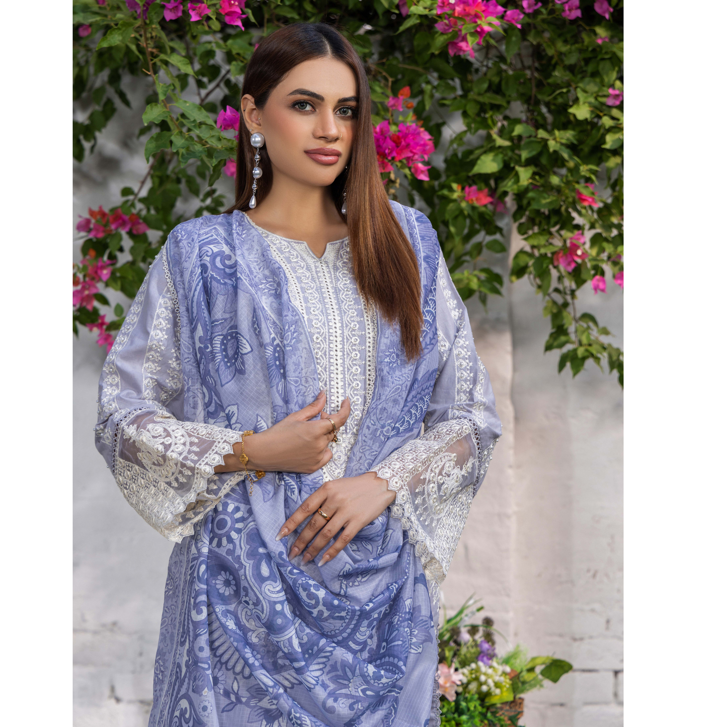 UTT-05 Embroidered Cambric Cotton 3 Pc Ready to wear Collection | Traditional Thread