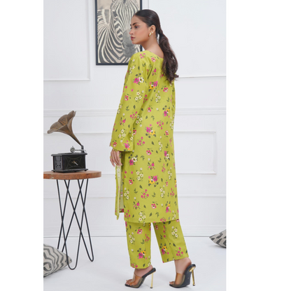 Avocado green 2 Pc floral Printed Khaddar Pakistani Co-Ords Set | Ready to wear| Hayats