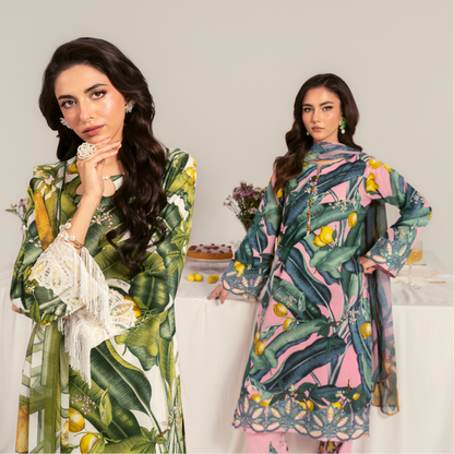 UA-94 3 Pc Embroidered Printed Summer Lawn | Ready to Wear | Umnaa