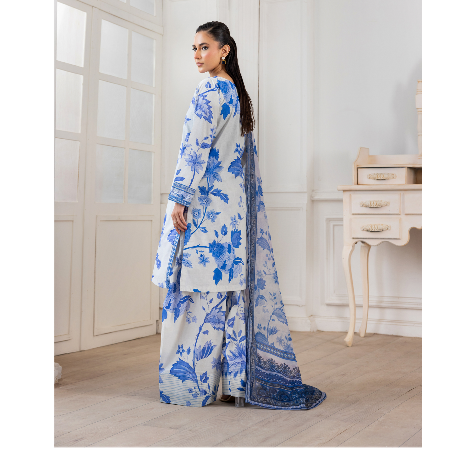 RA-15 Embroidered Trending Printed Farshi Shalwar Lawn Collection 3 Pc | Raniya.h