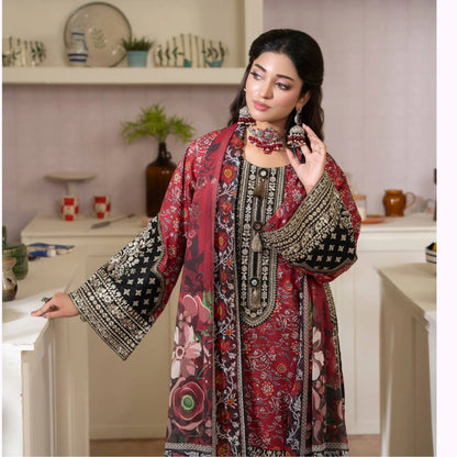 "Gulmahar" Embroidered Lawn Farshi Shalwar Collection by karma Collection