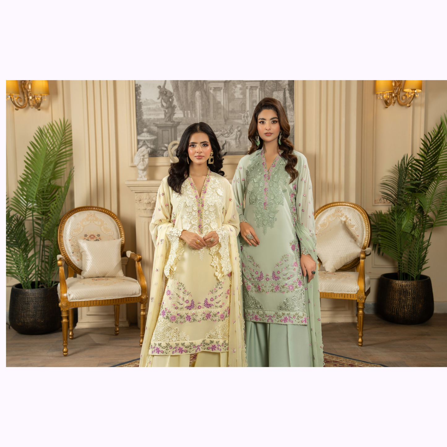 F-464 Embroidered Georgette Farshi Shalwar Collection by karma Collection