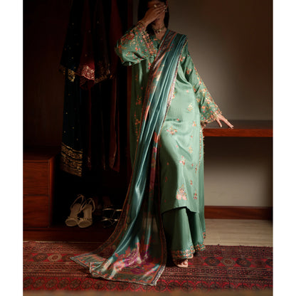 UCA-37 EALA Festive Embroidered Viscose Dress with Printed Silk Dupatta | Women’s Festive Wear Pakistani Designer Outfit by Casuallite