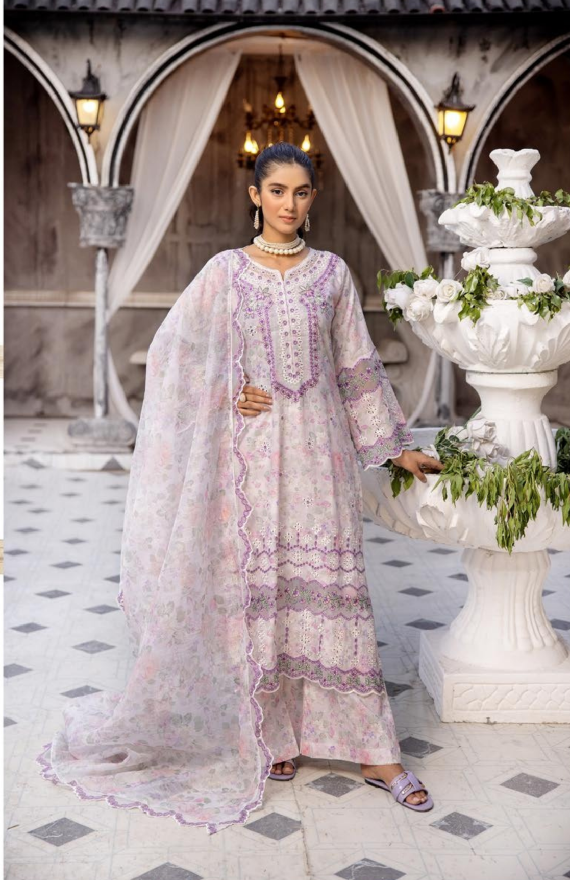 Lilac 3 Pc Chikankari Lawn Collection | SIMRANS