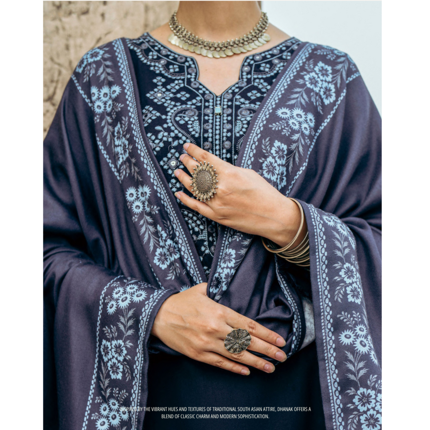 (Dark Blue) Embroidered Dhanak Collection Pc Ready to Wear by Casuallite