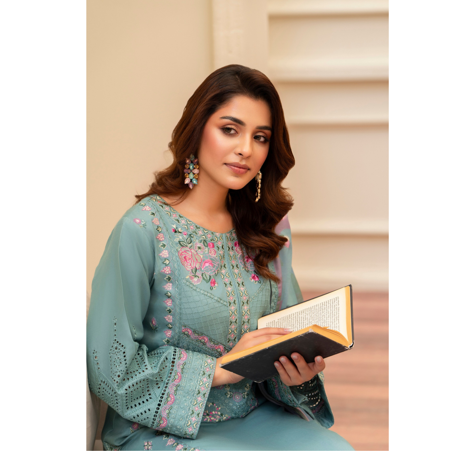 (SEA GREEN) 3 Pc Ready to Wear Embroidered Printed Collection | Karma Collection | UMKC0802