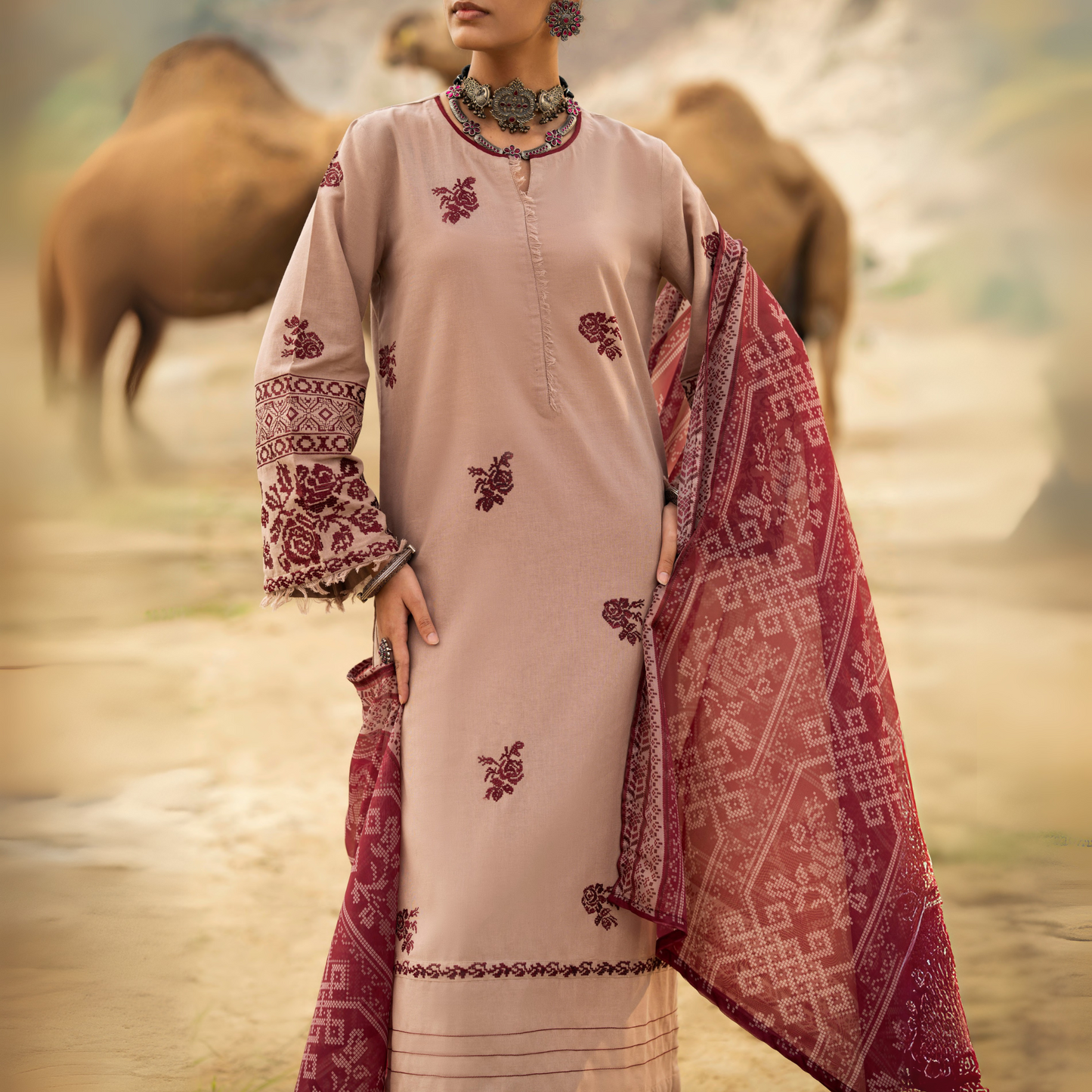 3 Pc Embroidered Khaddar Ready to Wear Collection by Casuallite | UMCAE0801