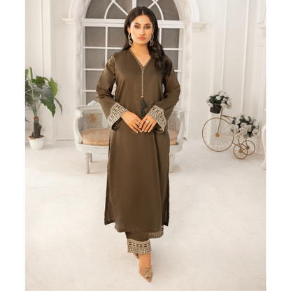 UA-50 Embroidered Viscose Linen  2 Pc Pakistani Co Ord Set Dress | Ready to wear | UMNAA