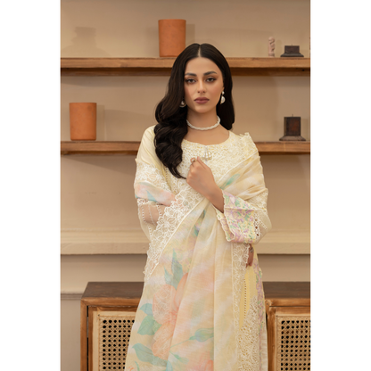 KC-1435 Embroidered Cambric Cotton Farshi Shalwar Kameez Ready to Wear 3 Pc - Karma Collection