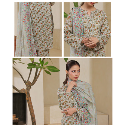 USN-14 Printed Lawn 3 Pc Dress | Ready to Wear | Saphron