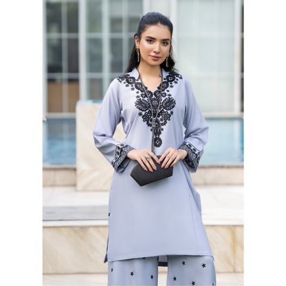 UZA-01 Rang e Elegance by Zaaria 2 Pc Embroidered Dhanak Co-Ords Set