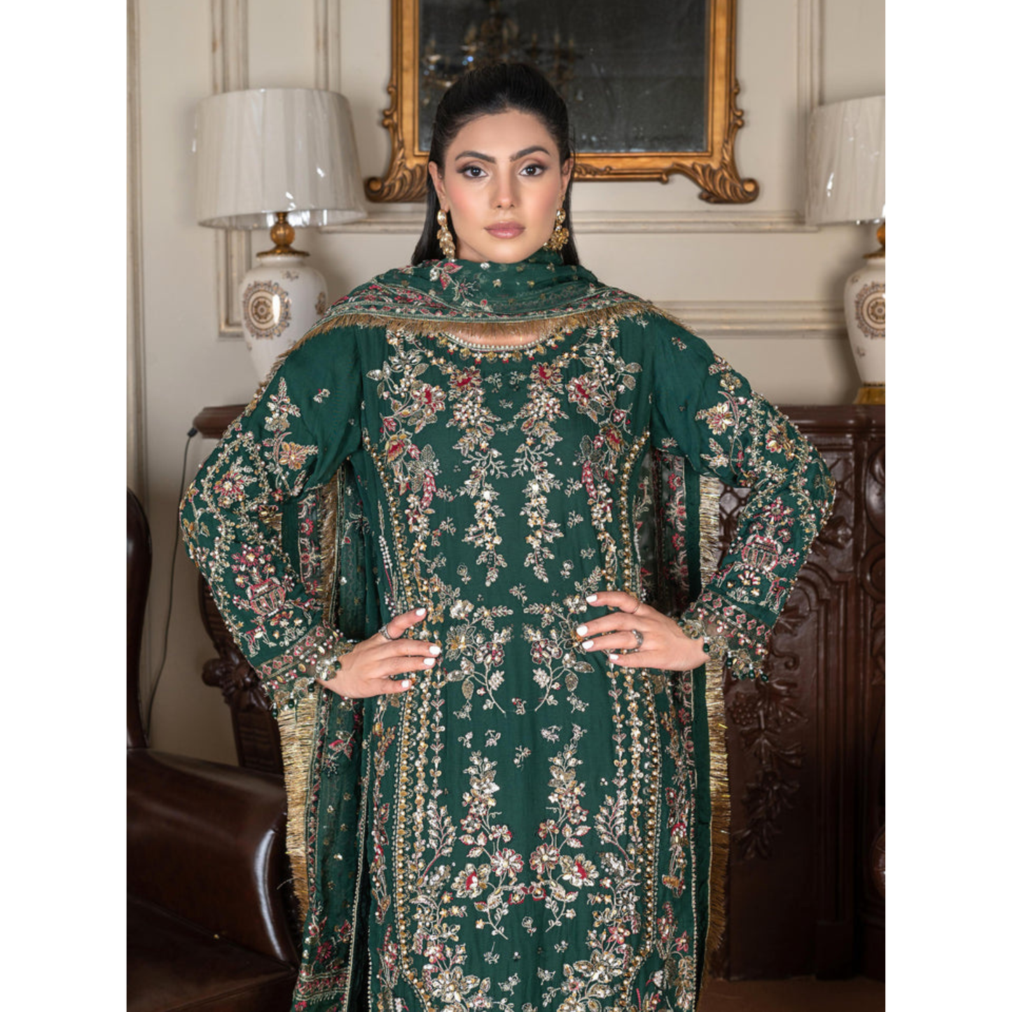 UA-115 Luxury Embroidered Festive Chiffon Collection | Ready to Wear | Umnaa