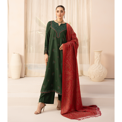 UA-140 Embroidered Dhanak Dress with Pashmina Shawl | Ready to Wear | Asian Clothes