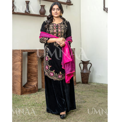 UA-141 3 Luxury Velvet Sharara collection by Umnaa