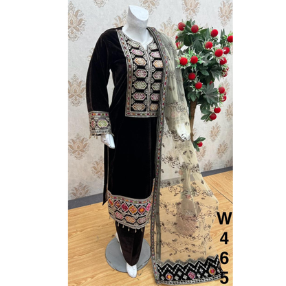 UA-142 Embroidered Luxury Velvet Collection by Umnaa | Asian clothes