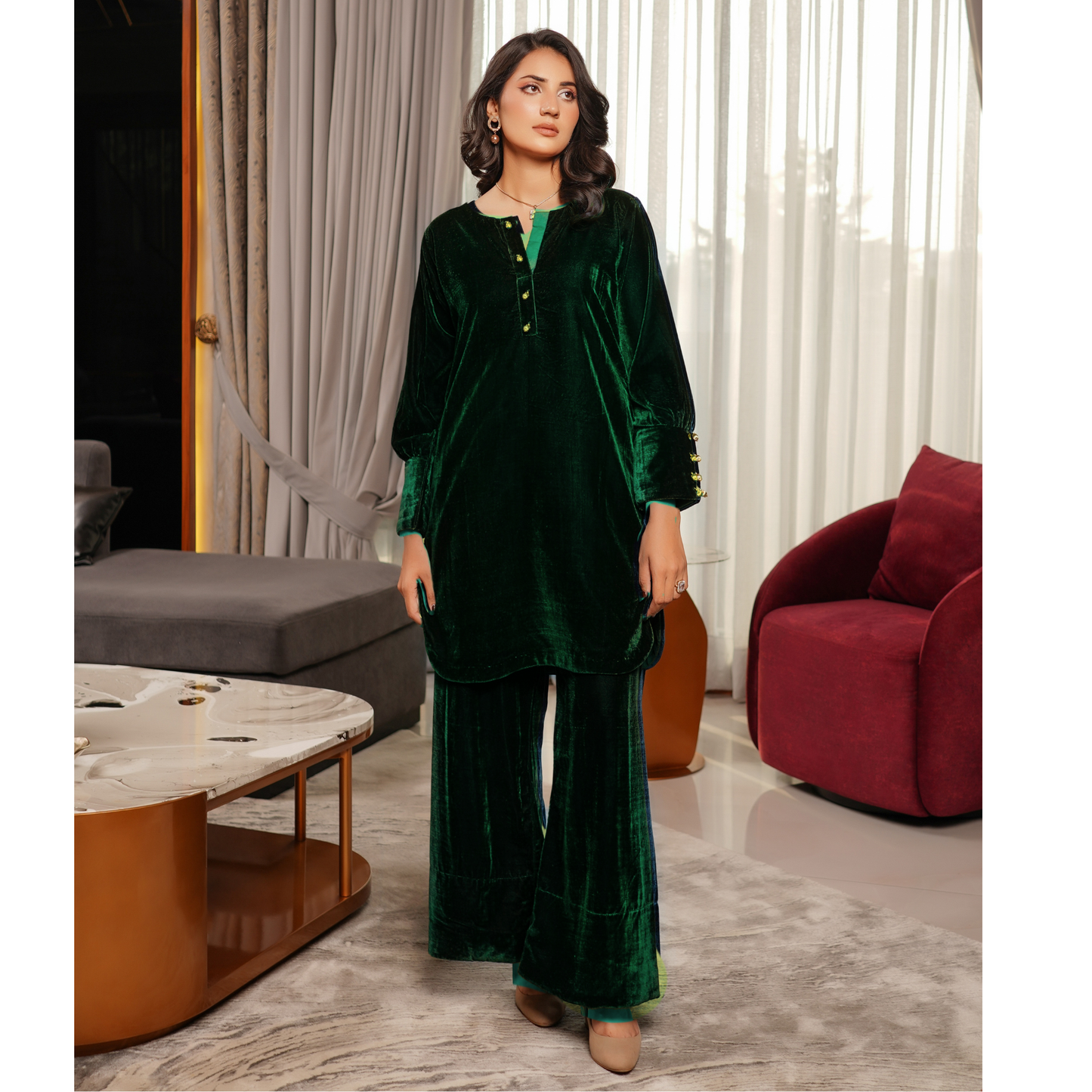 UMS-47 Coco by Simrans Velvet Co-Ords set | Ready to Wear | Asian Clothes