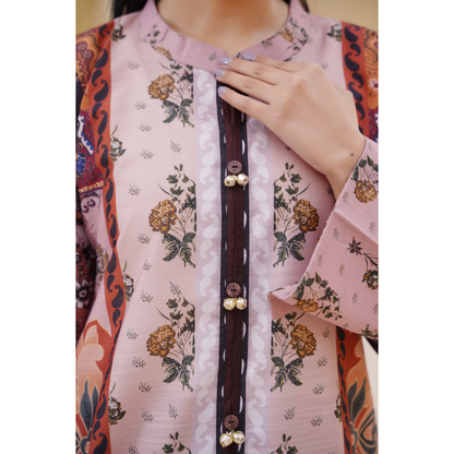 UA-157 Printed Slub Khaddar Kaftan Co-Ord Set | Winter 2 Piece Outfit