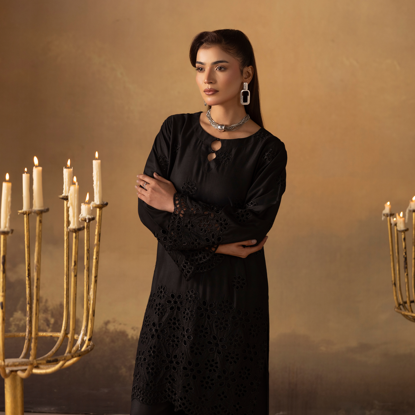 UMS-50 "Luxkari" Linen Chikenkari Co-Ords 2 pc Set by Simrans