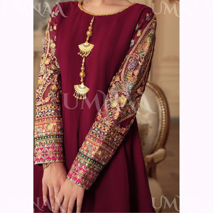 UA-166 Embroidered Chiffon Viral Sharara 3-Piece Collection by Umnaa
