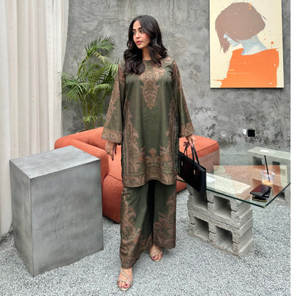 UA-169 Silk Printed Co-Ords Set by Umnaa | Ready to Wear Modest fashion Asian