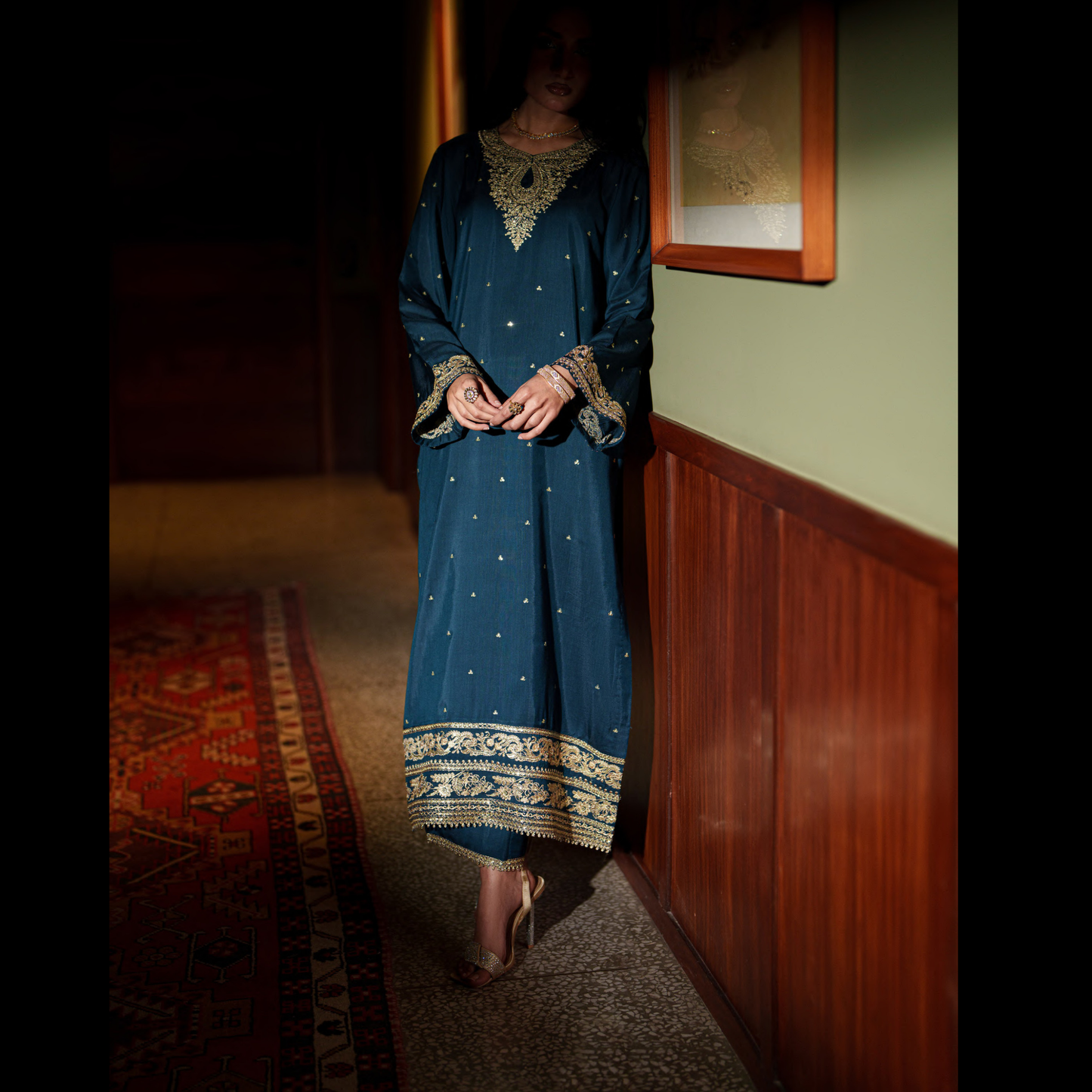 UCA-36 ELARA Festive Embroidered Viscose Dress with Printed Silk Dupatta | Women’s Festive Wear Pakistani Designer Outfit by Casuallite