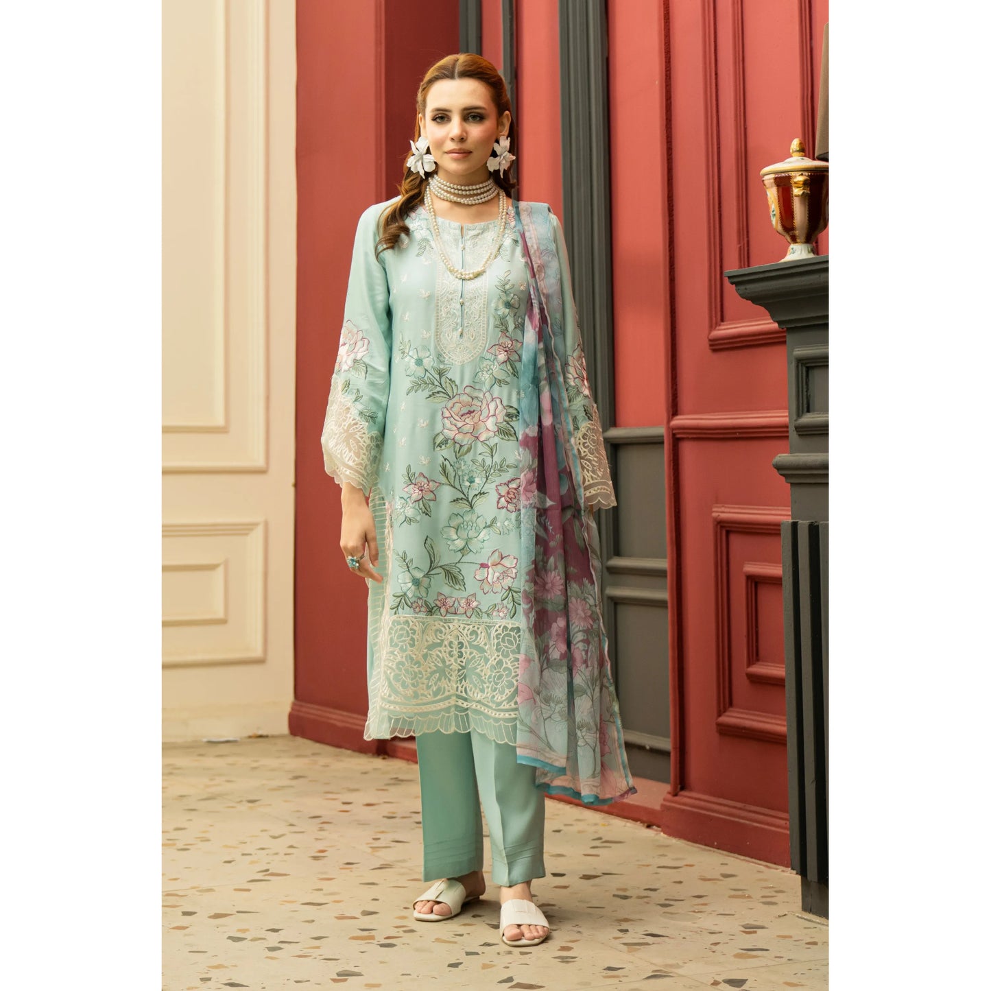 UMRZ-58 Embroidered Linen Collection 3 Pc By Rangz Asian clothes Ready to Wear