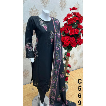 UA-185 Embroidered Cotton 3-Piece Collection | Ready to Wear Asian clothes
