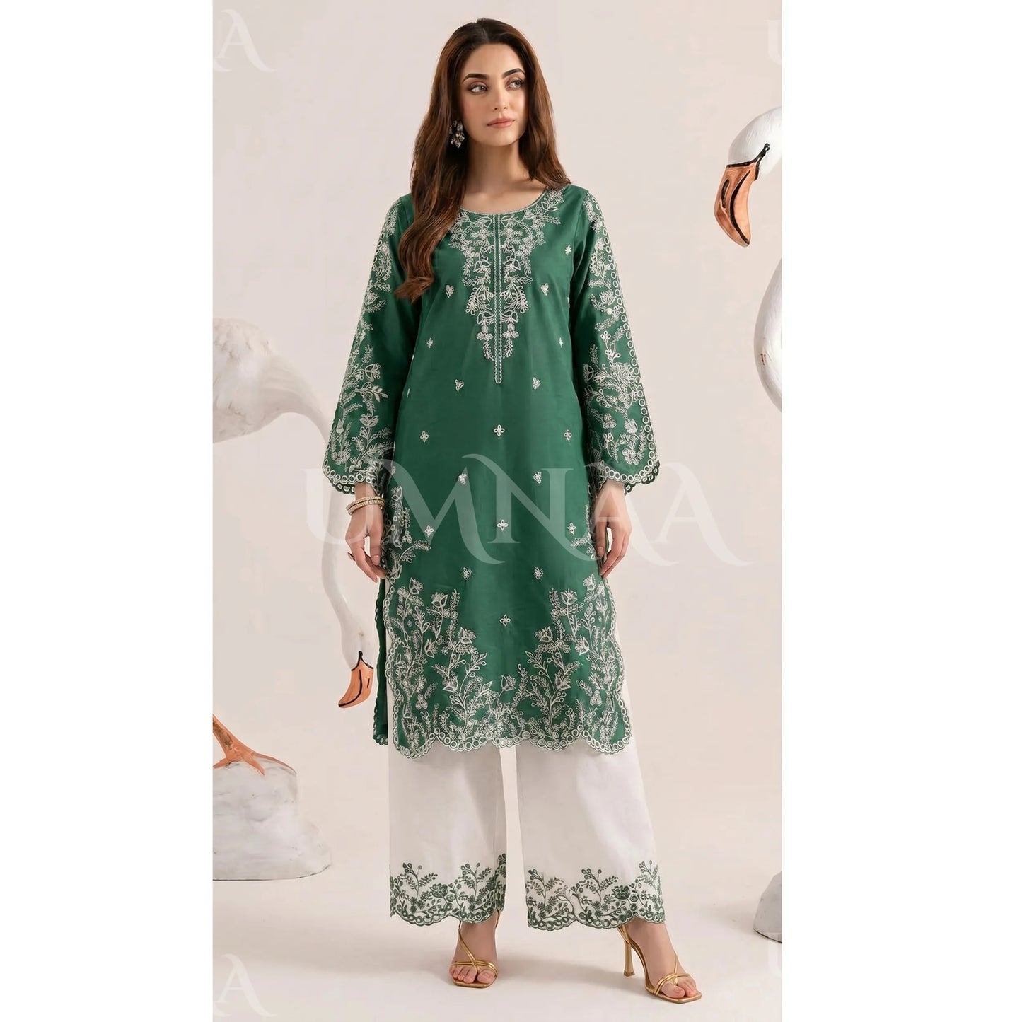 UA-190 Embroidered Cotton Collection 3 Piece | Ready to Wear | Asian clothes