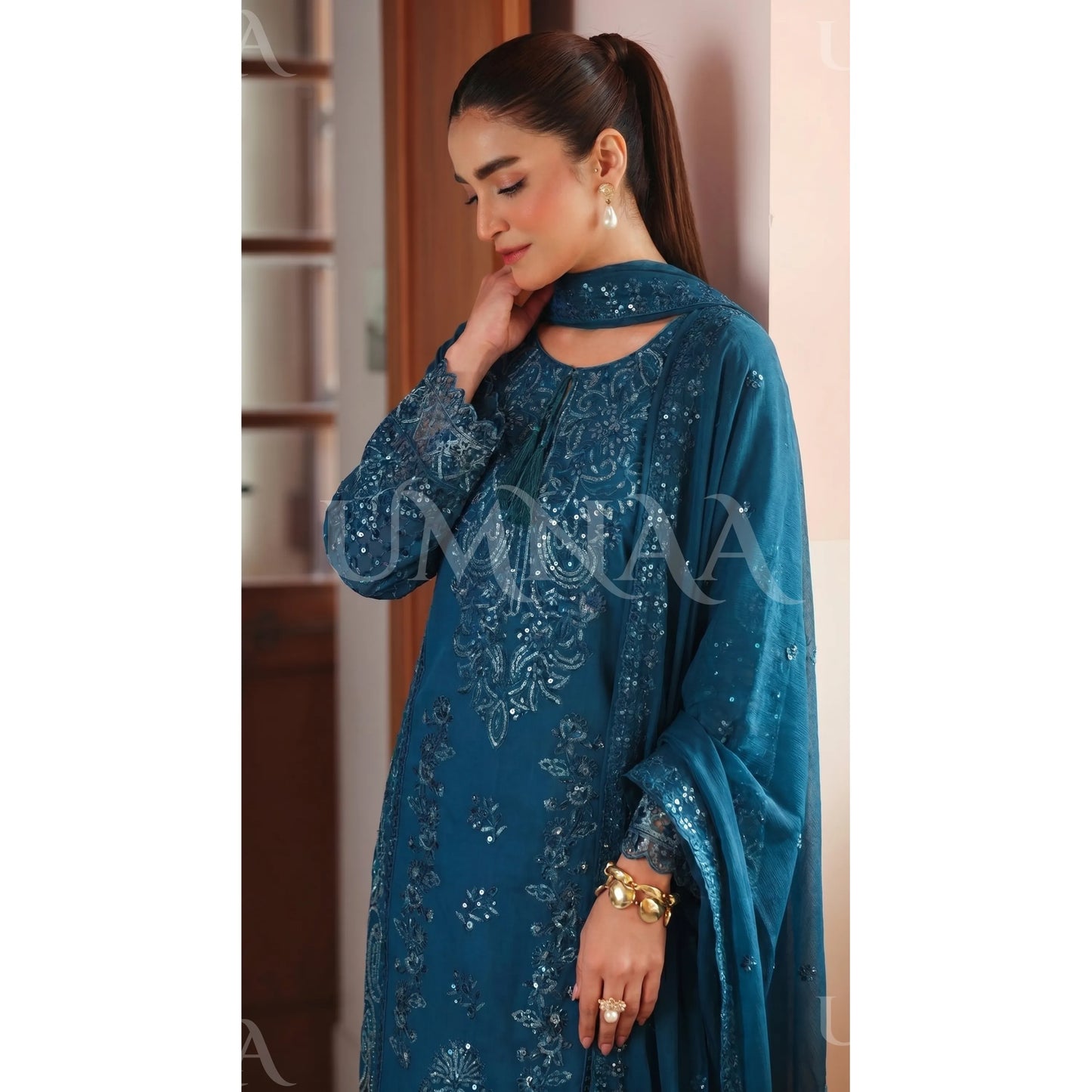 UA-192 festive Embroidered Cotton Collection with Chiffon Duppatta | Ready to Wear | Asian clothes