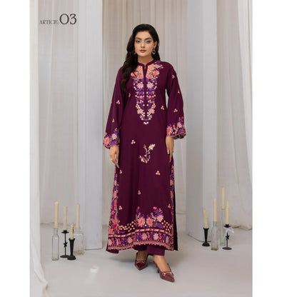 UTT-22 Embroidered Viscose Linen Kaftan Style 2 Piece Co Ord Set Collection by Traditional Thread