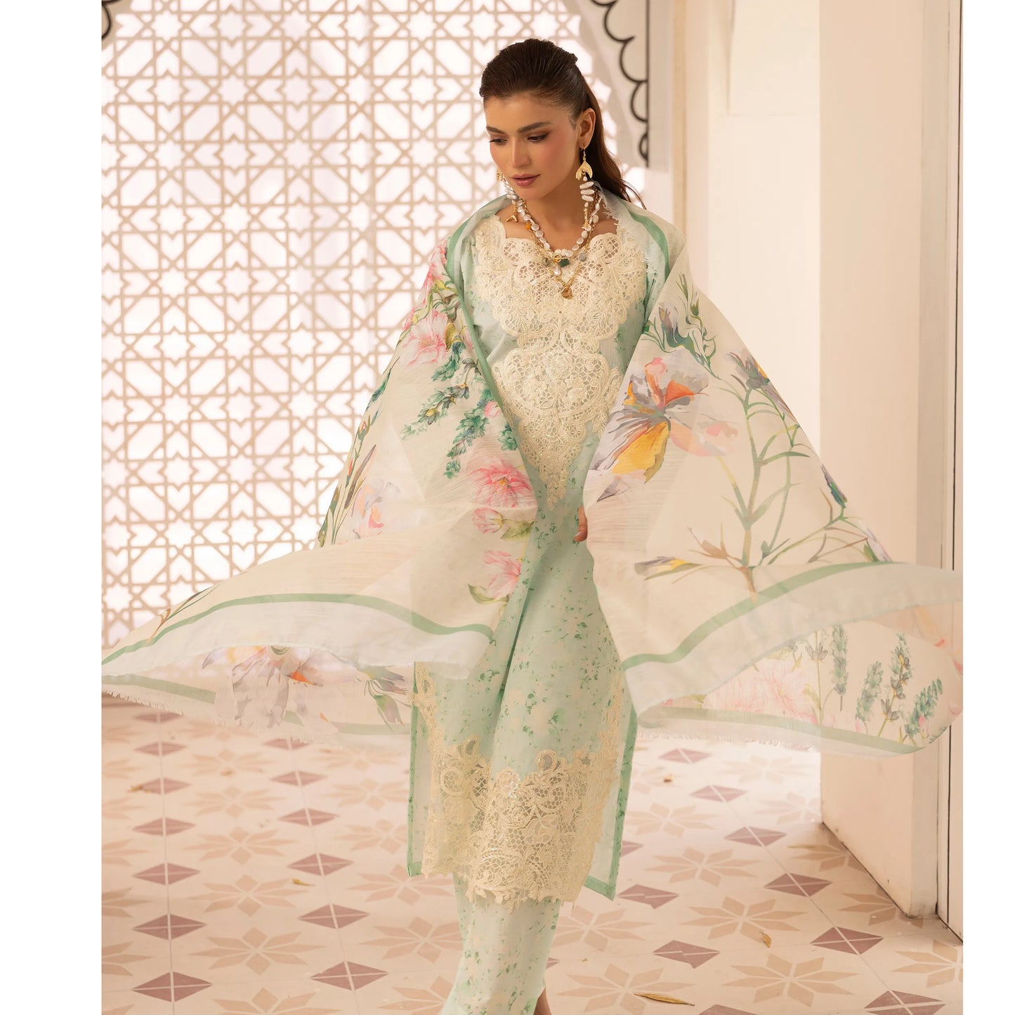 UMS-63 "Limelight" by Simrans Embroidered Printed Pure Lawn 3 Pc Collection Ready to Wear Pakistani Asian clothes