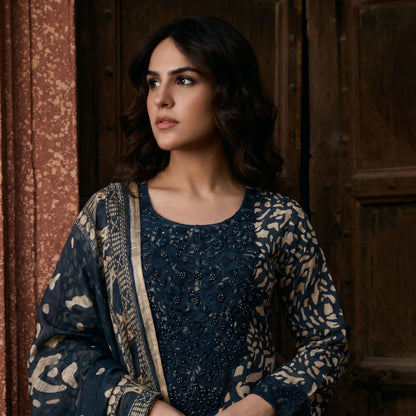 UA-198 Embroidered Printed Poly Silk Lawn Collection by Umnaa | Ready to Wear | Asian Clothes