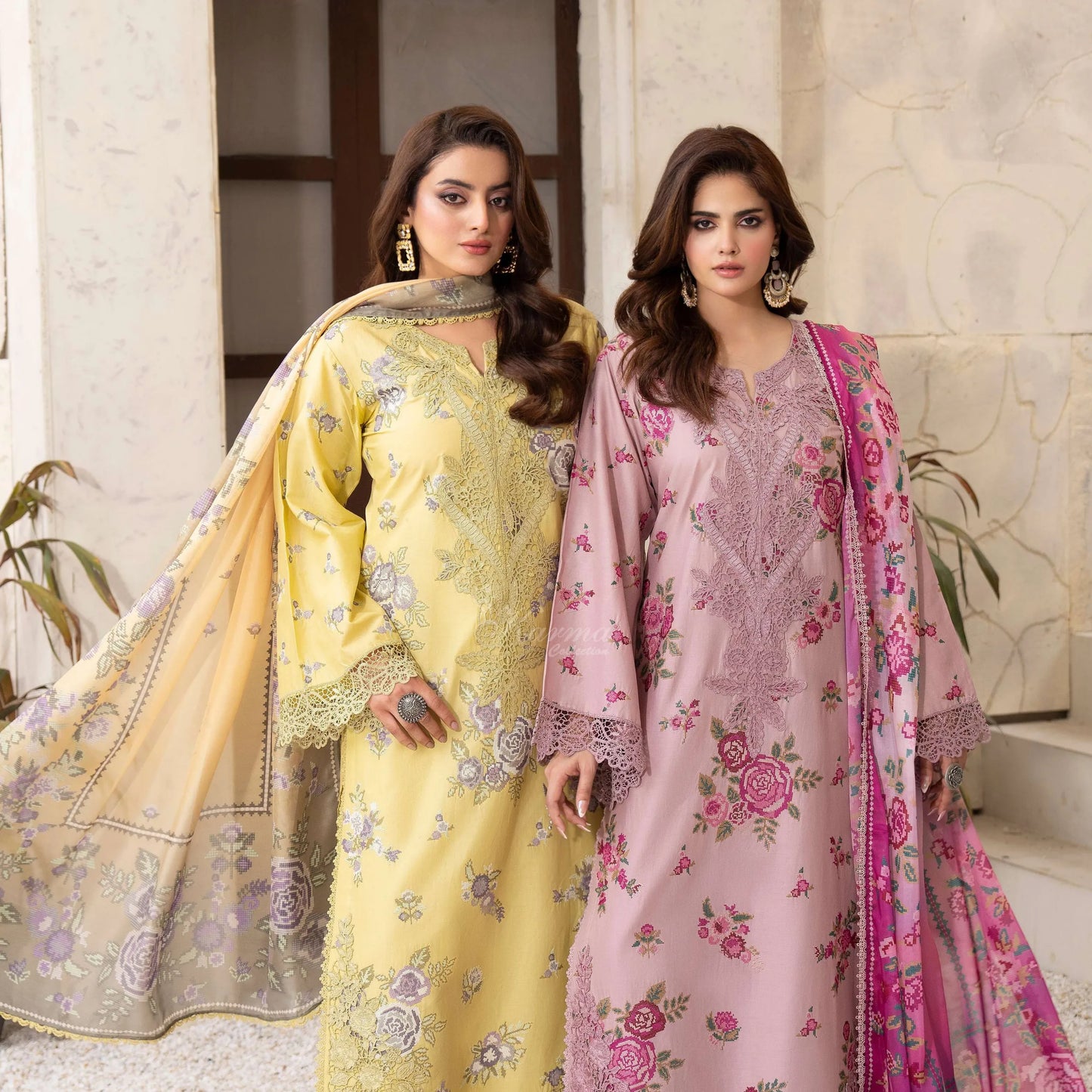 KC-1569 "Tabeer" Embroidered Festive Cambric Cotton Collection by Karma Collection