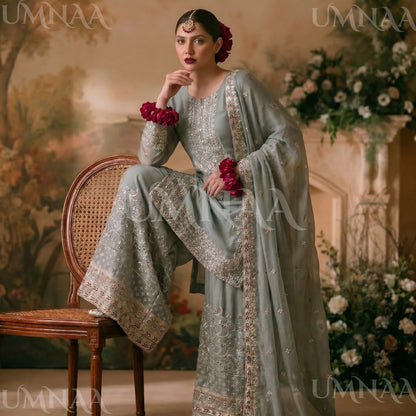UA-210 Embroidered Chiffon Sharara Festive Collection by umnaa | Ready to Wear Pakistani Asian clothes
