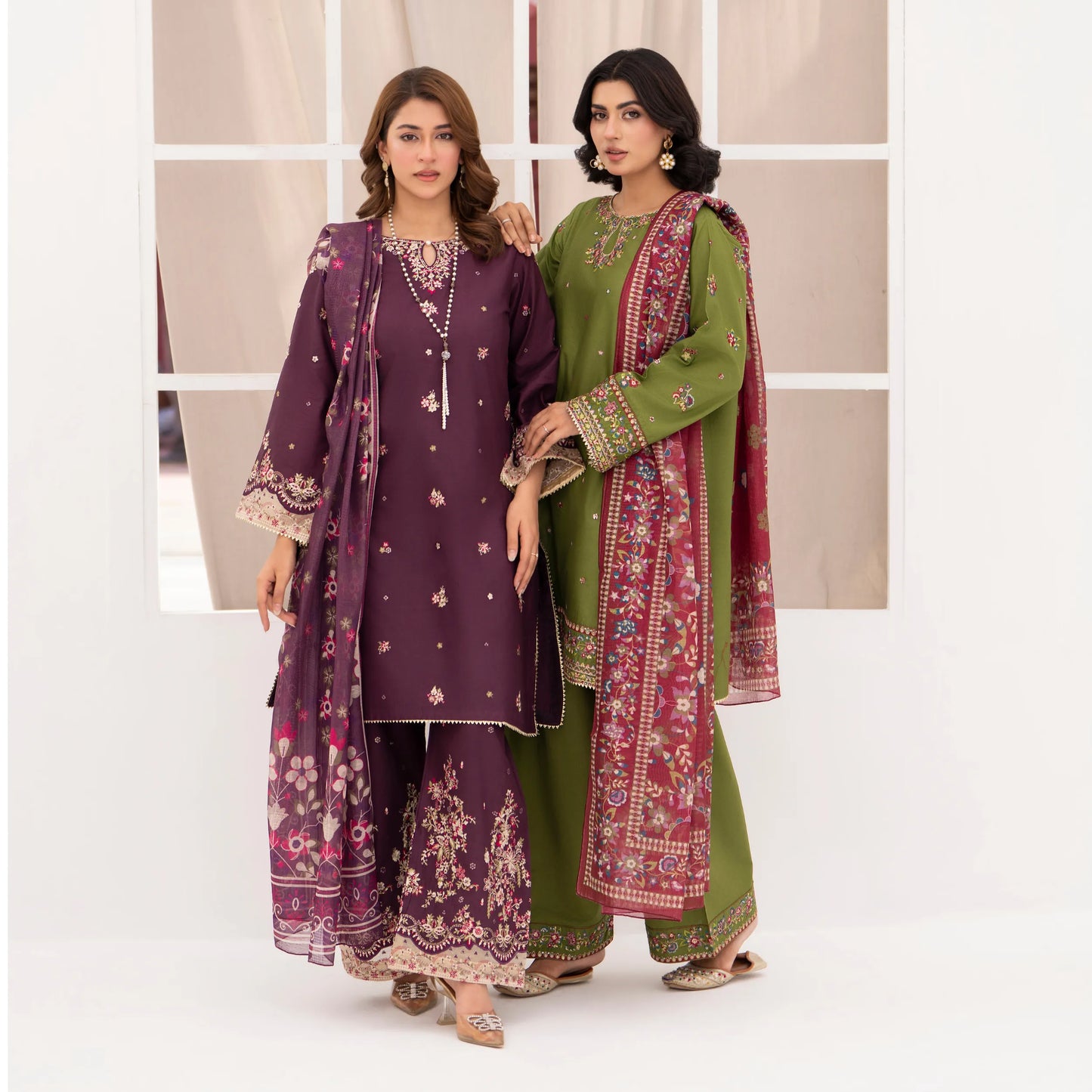 UA-216 Embroidered Cambric Cotton Collection by Umnaa | Ready to Wear Pakistani Asian clothes